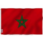Anley Fly Breeze 3x5 Fuß Marokko Flagge Lebendige Farbe und UV-beständig Canvas Header und doppelt genäht Marokkanische Nationalflaggen Polyester mit Messingösen 3 x 8 Ft