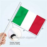 Anley Italienische 5x8 Zoll Handgehaltene Mini-Flagge mit 12 weißem festem Mast Italien Stick Flagge lebendige Farbe und lichtecht 5 x 8 Zoll Handgehaltene Stick Flaggen mit Speerspitze