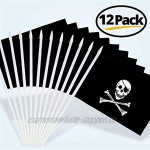 Anley Jolly Roger 5x8 Zoll Handgehaltene Mini-Flagge mit 12 weißem durchgeHändem Stab Piraten-Stickflagge lebhafte Farbe und Ausbleichfestigkeit 5 x 8 Zoll Handgehaltene Stickfahnen