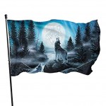 Oaqueen Flagge Fahne Outdoor Wolf Moon Art Garden Flag Game Flag 3 X 5 Ft