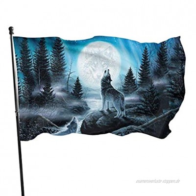 Oaqueen Flagge Fahne Outdoor Wolf Moon Art Garden Flag Game Flag 3 X 5 Ft