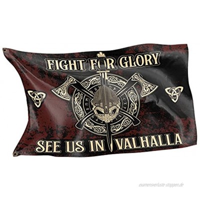 RAHMENLOS Original Design-Flagge für den Wikinger Fan: See us in Valhalla