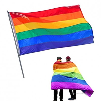 Regenbogenflagge -150 x 90 cm Lebendige Farbe UV-beständig und wetterfest Neue Homosexuell Stolz Regenbogenfahne Rainbow Flag Festival Karneval Banner mit Messingösen