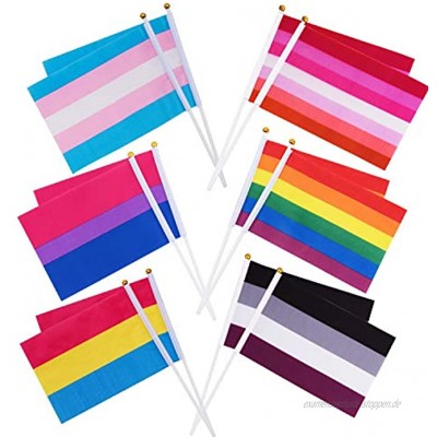 Whaline 60er Set Regenbogen Flagge Gay Pride Fahne Kleine Mini Flags Lesben Flags LGBT Party Parade Dekorationen