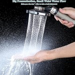 UKETO Filter Shower Head with Handheld,High Pressure Mineral Stream Shower,One-Button Water Stop Shower,Ionic High Pressure Water Saving Shower Head with Switch Triple FiltrationGolden