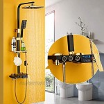 YINGGEXU. Dusche Schwarz Golden Shower-System im europäischen Stil mit 8 Regen Duschkopf 3-Funktionshahn Verstellbare Schiebestange Vergoldet Lack Vergolden Process Black