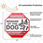 Anley Vorsicht vor dem Hunde-Aluminium-Warnschild Keine Verantwortung für Verletzungen oder Tod Warn-Hundeschild UV-geschützt und wetterfest 12x 12