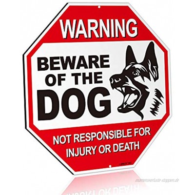 Anley Vorsicht vor dem Hunde-Aluminium-Warnschild Keine Verantwortung für Verletzungen oder Tod Warn-Hundeschild UV-geschützt und wetterfest 12"x 12"