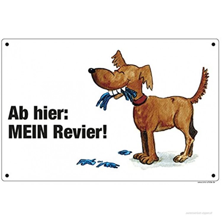 Comic-Schilder.de Schild Ab Hier Mein Revier Hund braun