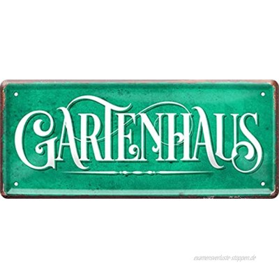 Gartenhaus Garten 28 x 12 cm Spruch Fun Deko Blechschild 2072