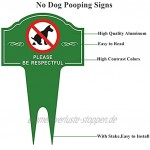 Gbateri Schild mit Pfahl „No Pooping Dog“ – höflich liest: Please Be Respectful Stop Dogs from or Peeing On Your Lawn Hof-Schild wetterfest 38,1 x 24,1 cm No Poop Aluminium grün