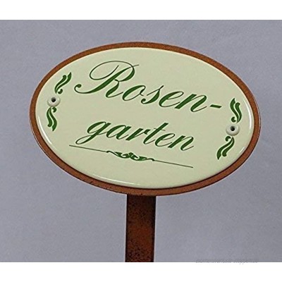 linoows Großes Gartenschild Gartenstecker Emaille Rosengarten Erdspieß 50 cm