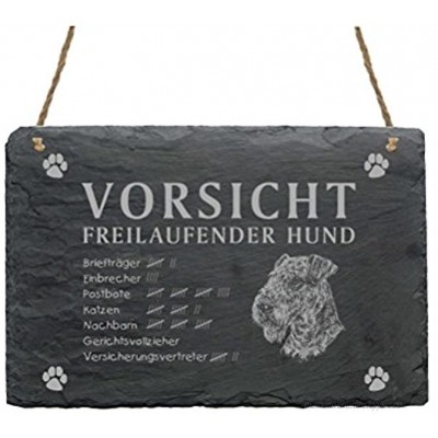 Schild Schiefer Spruch Riesenschnauzer Vorsicht Freilaufender Hund 22 x 16 cm