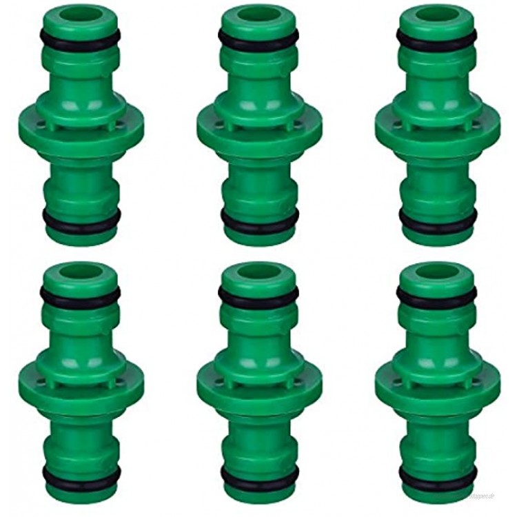 Hotop 6 Packung Doppel Stecker Schlauchverbinder Extender für Gartenschlauch Rohr Verbinden Grün